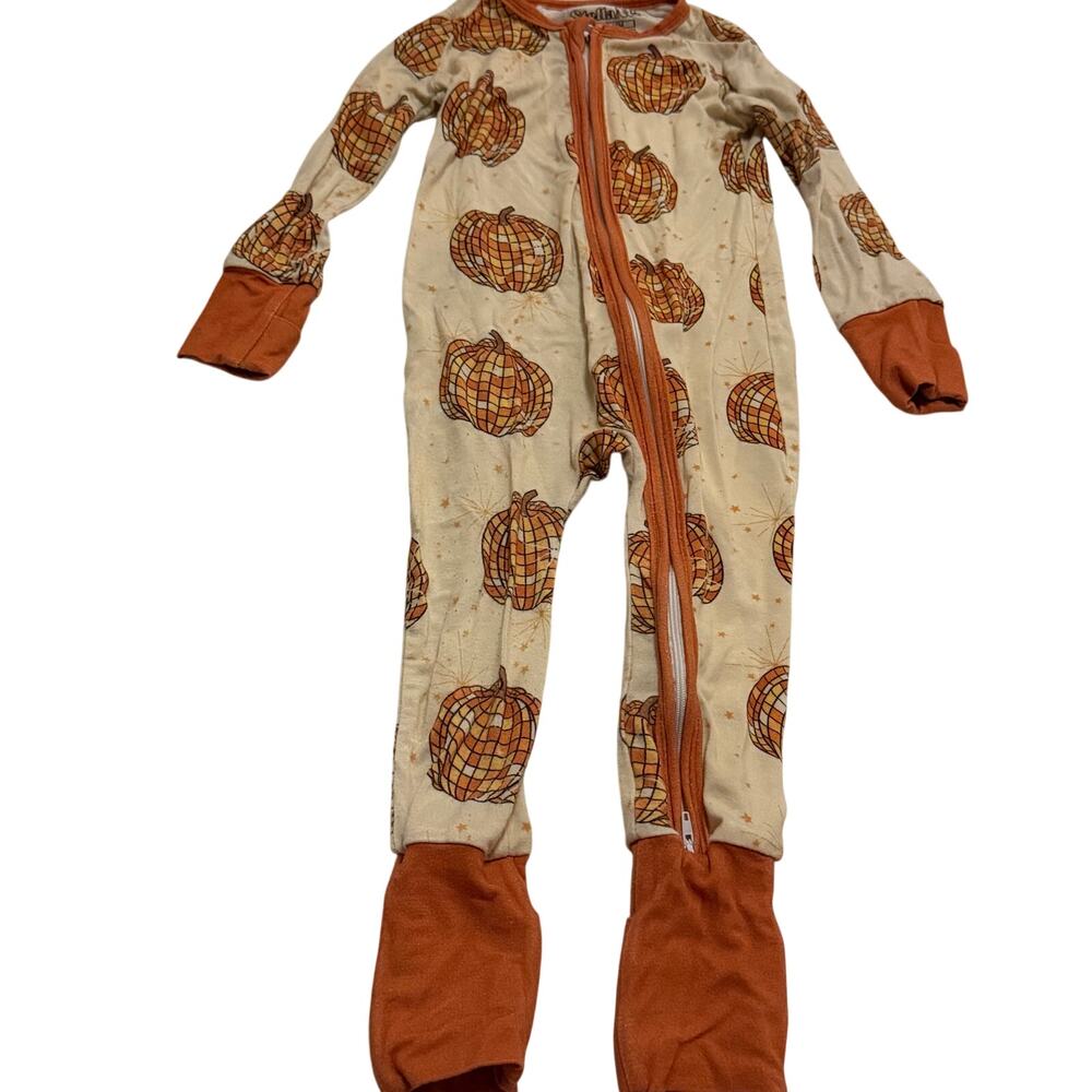 StellaNest bamboo Pumpkin footie 12-18 mo fall autumn harvest festive 2 way zip